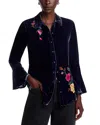 Johnny Was Velvet Bell Sleeve Blouse In Blue