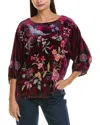 Johnny Was Petite Nikkola Velvet Silk-blend Tunic In Burgundy