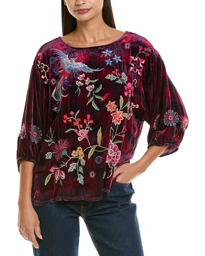 Johnny Was Petite Nikkola Velvet Silk-blend Tunic In Purple
