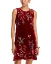 Johnny Was Mayra Velvet Chevron Tank Dress In Cranberry In Red