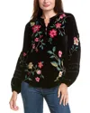 Johnny Was Velvet Estate Silk-blend Blouse In Black