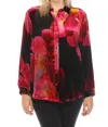 Johnny Was Velvet Oversized Shirt In Ruby Bloom In Multi
