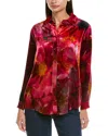 Johnny Was Velvet Oversized Silk-blend Shirt