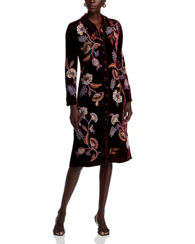 Johnny Was Velvet Shirt Dress In Purple