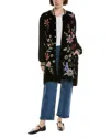 Johnny Was Velvet Silk-blend Bomber Jacket In Black