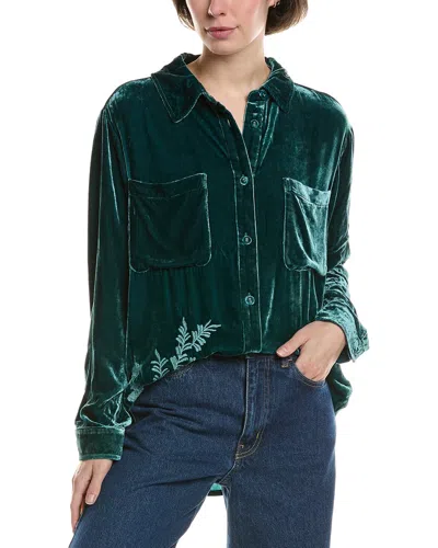 Johnny Was Velvet Silk-blend Chore Shirt In Green