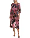 Johnny Was Verronah Burnout Velvet Silk-blend Midi Dress In Multi