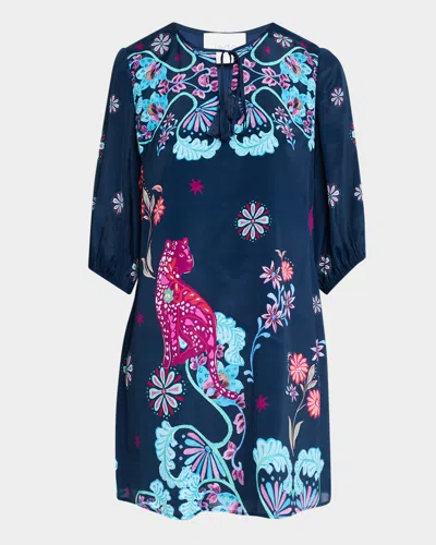 Johnny Was Vesna Floral-print Keyhole Mini Shift Dress In Leilana