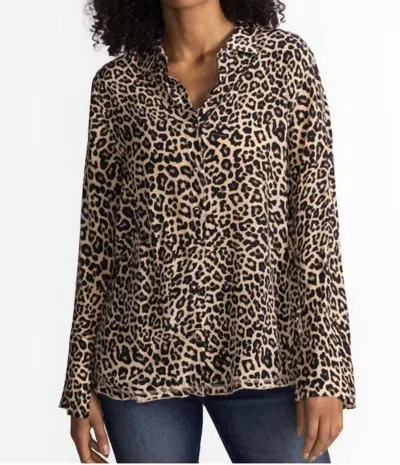 Johnny Was Vintage Button Down Shirt In Chestnut Leopard Print In Multi
