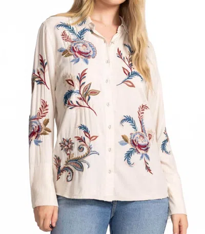 Johnny Was Vintage Button Down Shirt In Shell In Animal Print