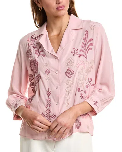Johnny Was Vintage Cropped Blouse In Dusty Mauve In Pink
