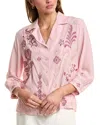 Johnny Was Vintage Cropped Blouse In Dusty Mauve In Pink