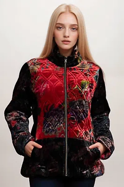 Pre-owned Johnny Was Vintage Quilted Lined Jacket C40423 Boho Chic In Multicolor