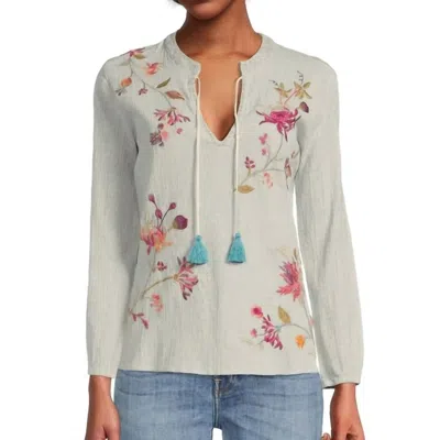 Johnny Was Viviana Effortless Scarf Blouse In Mint In White