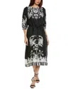 Johnny Was Viviette Silk-blend Midi Dress In Black