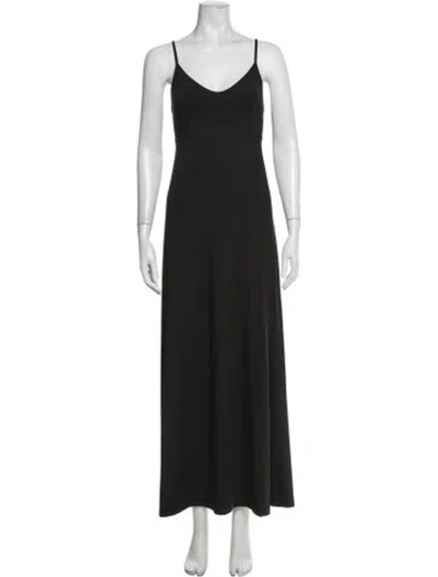 Pre-owned Johnny Was V-neck Long Dress In Black