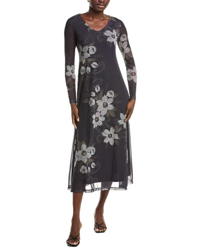 Johnny Was V-neck Mesh Midi Dress In Black