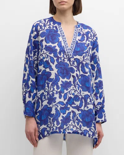 Johnny Was Voyager Floral-print High-low Tunic In Camilla