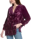 Johnny Was Voyager Velvet Silk-blend Tunic In Burgundy