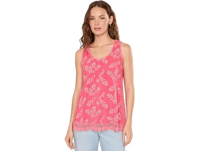 Johnny Was Wayne Tank - Tossed Floral Women's Clothing Calypso Coral: Md In Pink