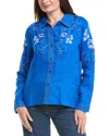 Johnny Was Western Linen Jacket Madaleina In Victoria Blue In Blue