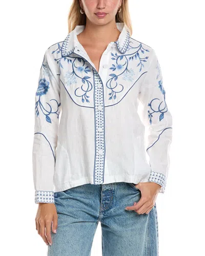 Johnny Was Western Linen Jacket In White