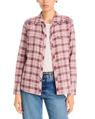 Johnny Was Western Plaid Cotton Button Up Shirt In Multi