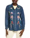 Johnny Was Western Shirt Malaya In Denim Blue In Blue