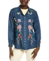 Johnny Was Western Shirt Malaya In Denim Blue In Blue
