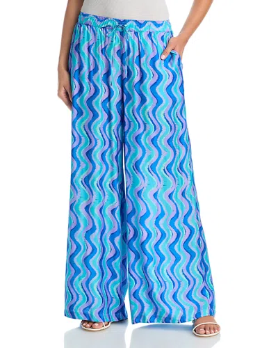 Johnny Was Wide Leg Swim Cover-up Pants In Blue