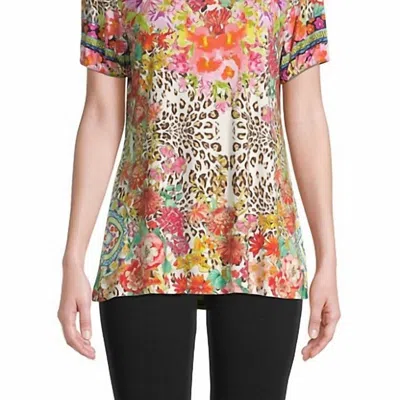 Johnny Was Wild Garden Printed Puff-sleeve Flared T-shirt In Multi