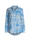 Johnny Was Acantha Oversized Shirt In Blue In Blue