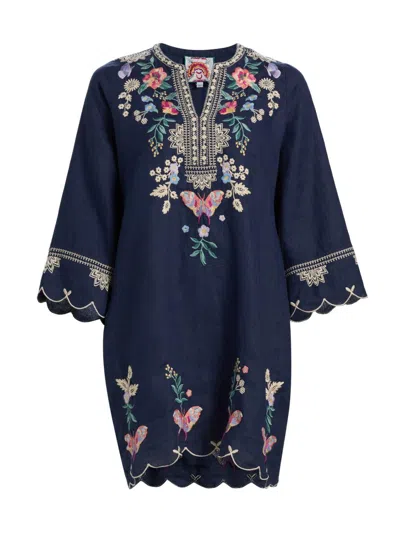 Johnny Was Women's Arva Linen Scallop Minidress In Blue Night