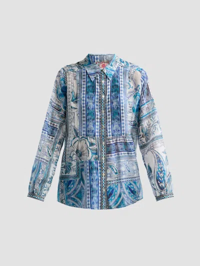 Johnny Was Women's Athene Relaxed Yoke Shirt In Blue