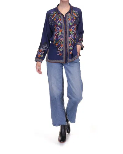 JOHNNY WAS WOMEN'S AUDREY EMBROIDERED BLOUSE IN NAVY