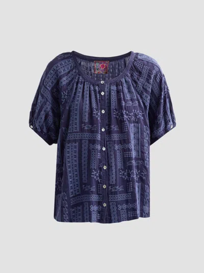 Johnny Was Women's Avah Embroidered Patchwork Blouse In Blue