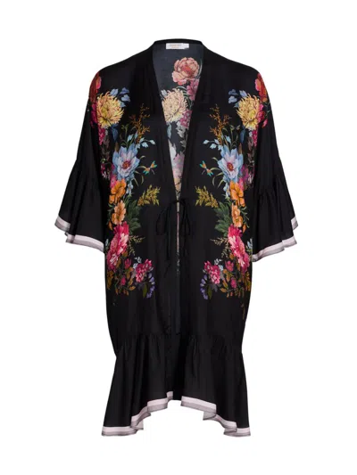 Johnny Was Women's Baccara Silk-blend Ruffled Caftan In Black
