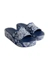 Johnny Was Women's Bandana Embroidered Platform Slide Sandal In Denim Blue In Multi