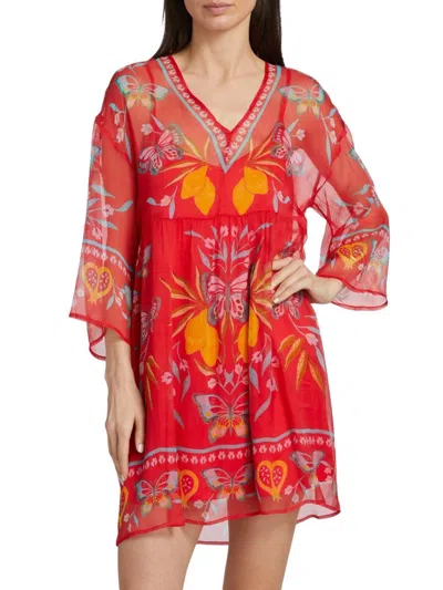 Johnny Was Women's Barbara Printed Silk Minidress In Red