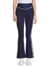 Johnny Was Bee Active High-waist Sculpting Baby Bell Bottom Legging In Navy Cream