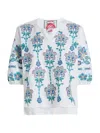 Johnny Was Split Neck Linen Blouse In White