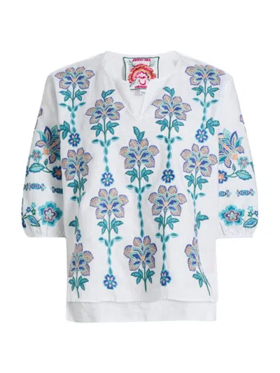 JOHNNY WAS WOMEN'S BOHEME EMBROIDERED LINEN BLOUSE