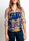 Johnny Was Braemar Belinda Button Up In Blue In Multi