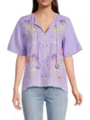 Johnny Was Ruffle Sleeve Field Blouse In Bougainvillea Purple