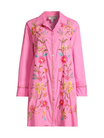 Johnny Was Women's Camellia Floral Embroidered Cotton Tunic Dress In Spring Rose