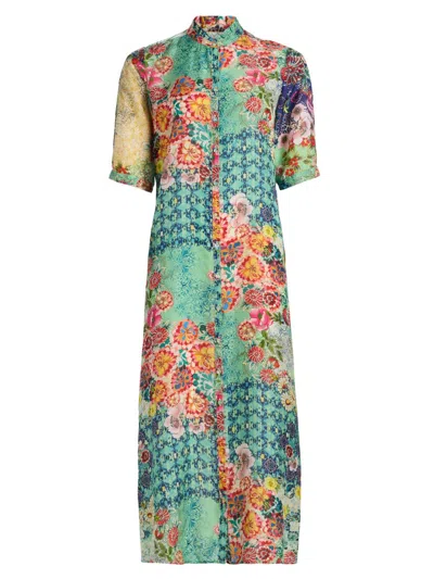 Johnny Was Women's Carlina Silk Midi-shirtdress In Multi