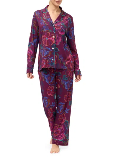 Johnny Was Women's Carly Floral-print Cotton-blend Pajamas In Purple