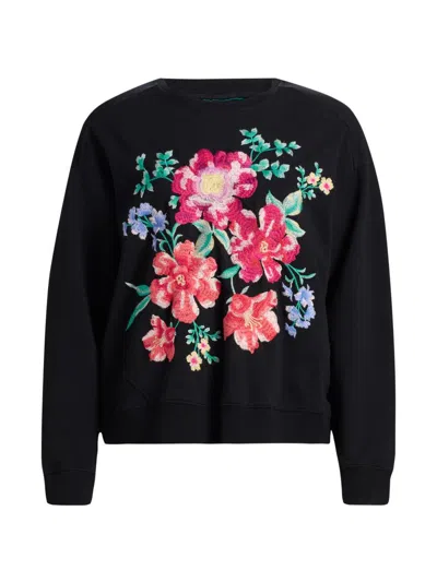 Johnny Was Women's Celiora Floral Stretch-cotton Sweatshirt In Black