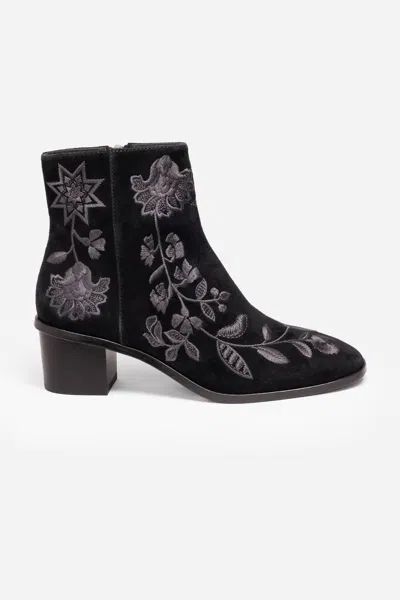 Johnny Was Women's Chiara Embroidered Suede Bootie In Black In Multi