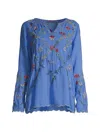 JOHNNY WAS WOMEN'S DAISY PETAL EMBROIDERED BLOUSE